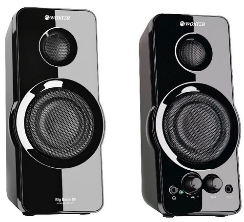 Woxter Big Bass 95 altavoces multimedia 20w potentes 35mm botones y conexiones cascos parte frontal terminación piano pc smartphones videoconsolas 2.0 wx430 2 entrada auxiliar negro 20