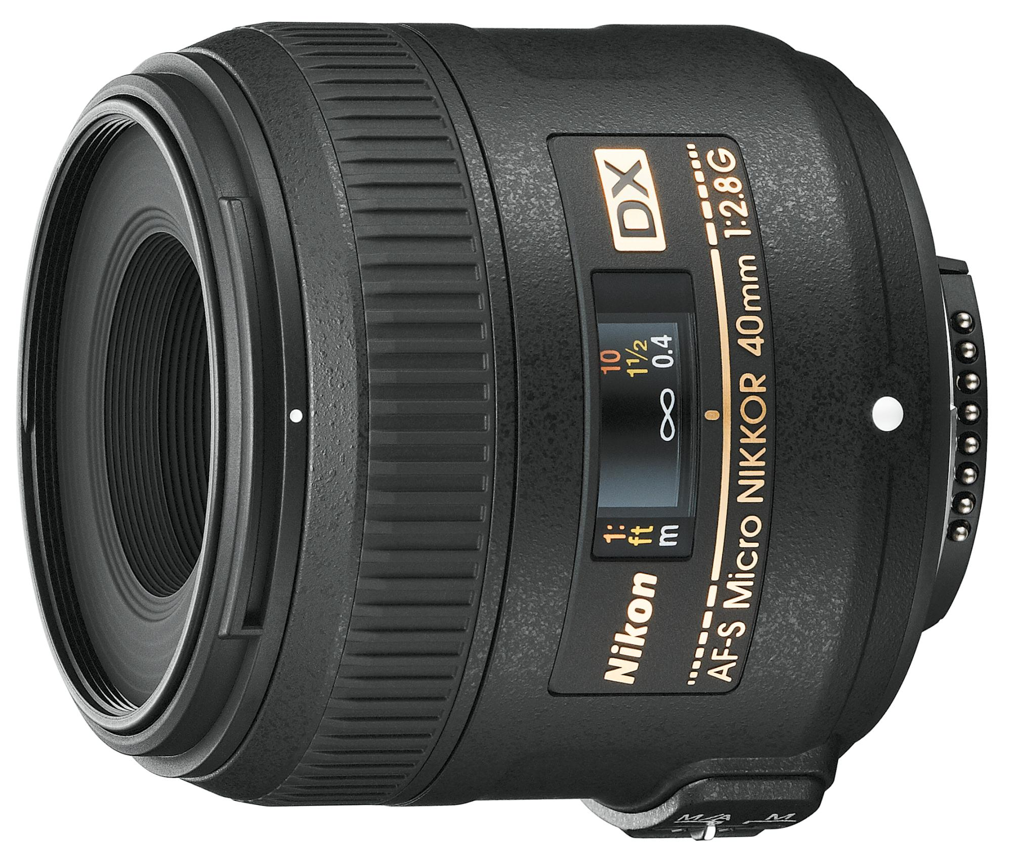 Nikon AF-S Micro Nikkor 40mm f/2.8G Objektiv, schwarz, DX. Einstellungen am Objektiv.