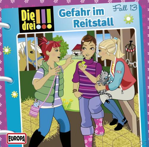 Die drei ??? Buchcover. Drei Mädchen und ein Pferdestall.
