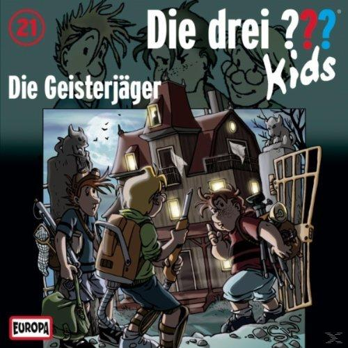 Die drei ??? Kids DVD-Cover. Drei Kinder schauen ein Spukhaus an. Der Titel steht oben.