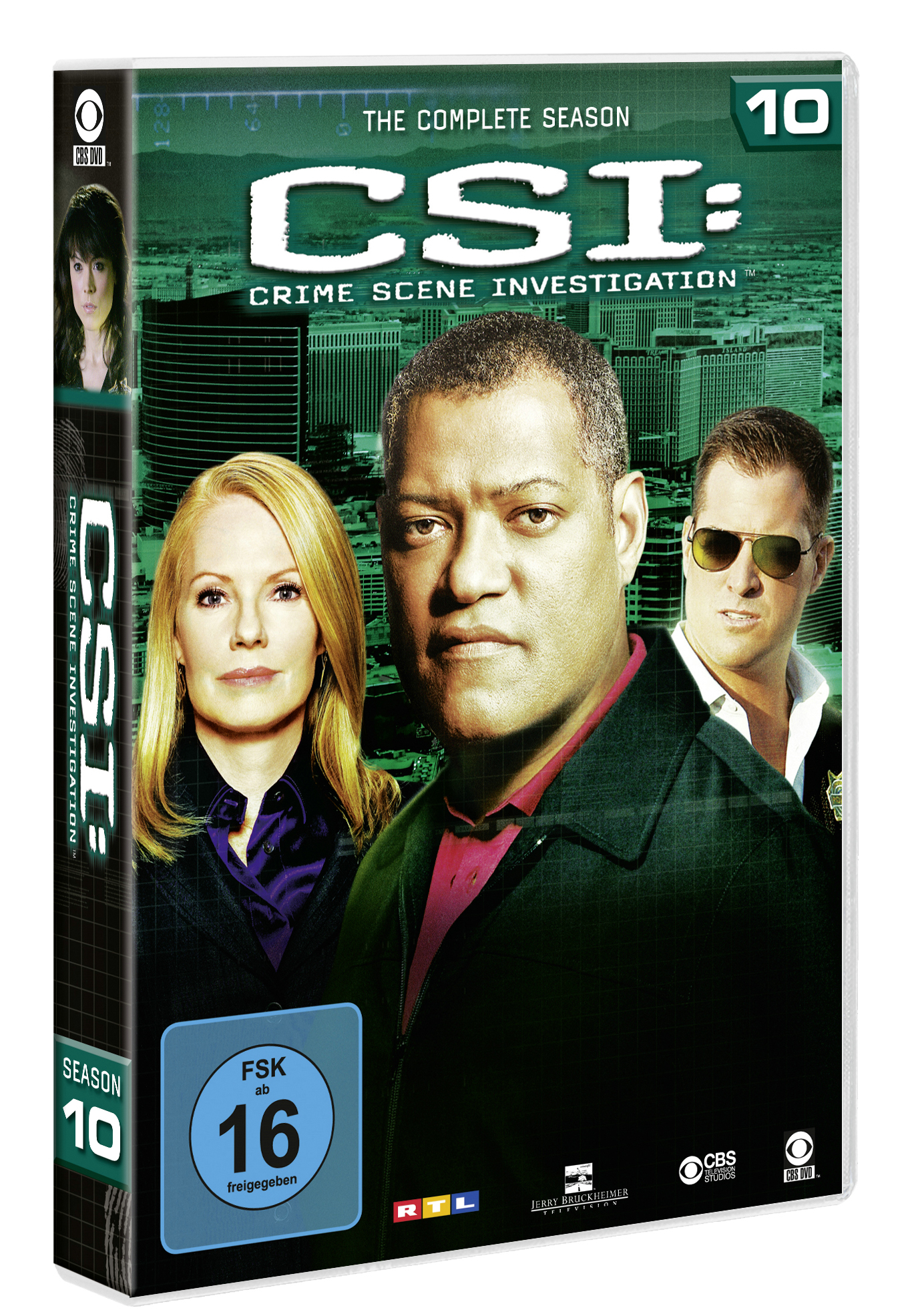 CSI: Crime Scene Investigation DVD-Box-Set. Enthält Schauspieler, Titel und Staffel 10-Branding.