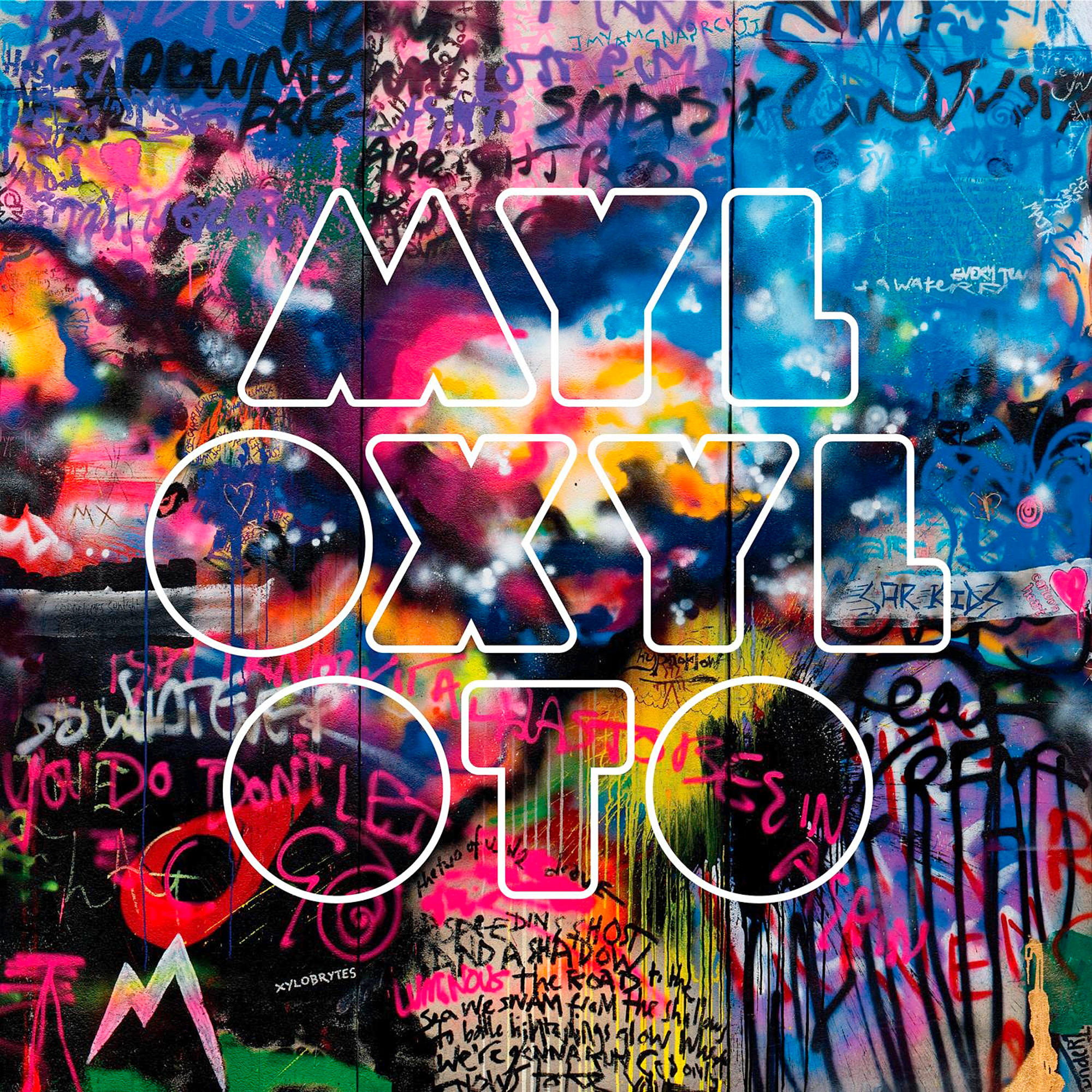 Albumcover: 'Myloto' im Graffiti-Stil mit buntem Hintergrund und verschiedenen Schriftzügen.