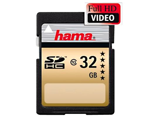 HAMA SDHC 22MB/S CL10 - SDHC-Speicherkarte  (32 GB, 22 MB/s, Schwarz/Gold)