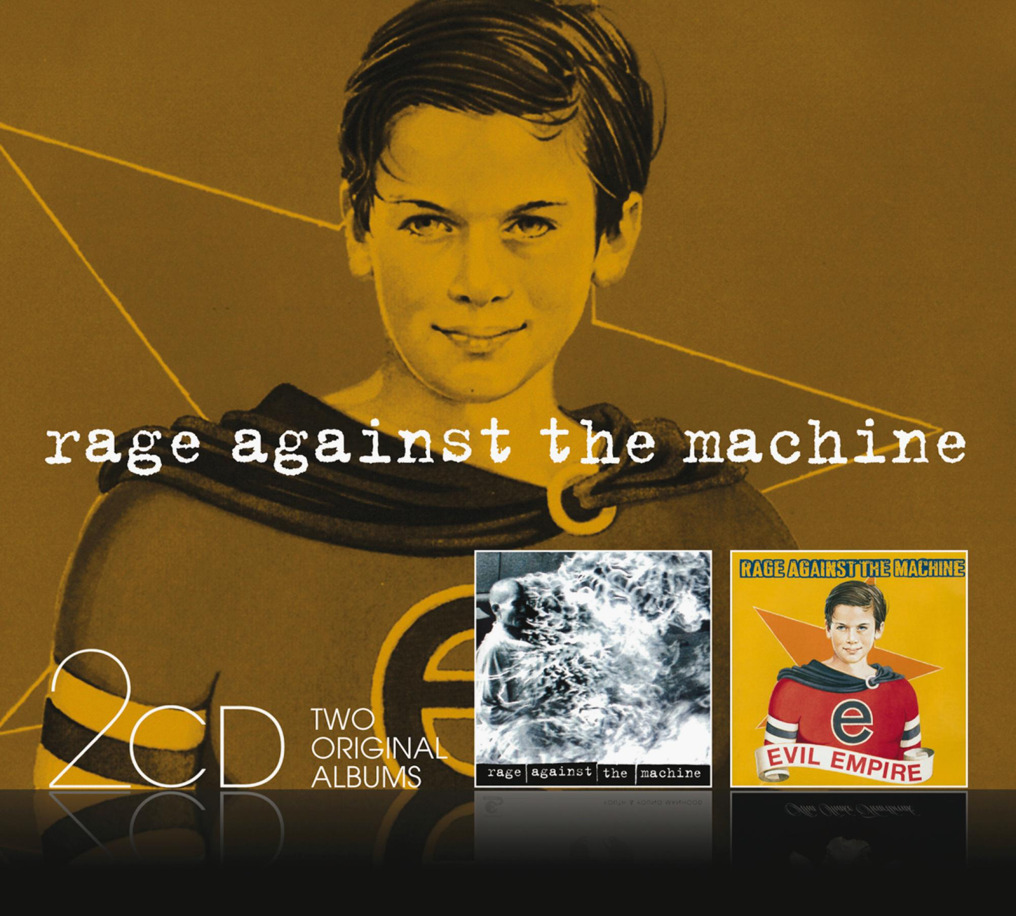 Rage Against The Machine Albumcover. Es zeigt einen jungen Mann in einem Superhelden-Outfit.