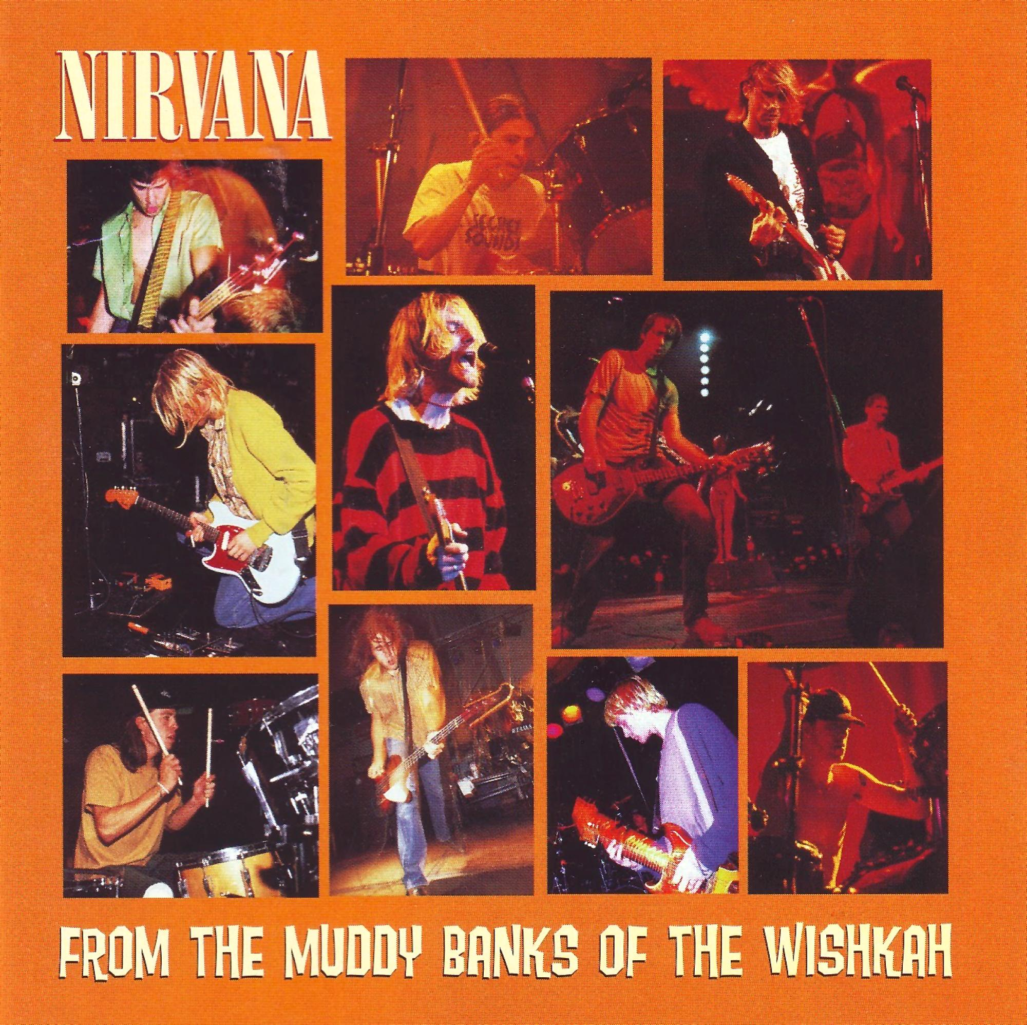 Albumcover mit einer Collage von Fotos einer Band. Oranger Hintergrund, Text unten.