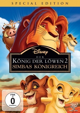 The Lion King 2 DVD-Cover. Simbas und Nalas Junge sind vorne. Disney-Logo in der Mitte.