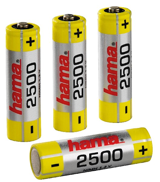 Hama Rechargeable Nihh batteries níquel hhidruro 2500 mah 1.2 v aa mignon 4 piezas 30 g pilas recargables níquelmetal hidruro nimh 2500mah 1.2v hr06 4xaa 87056