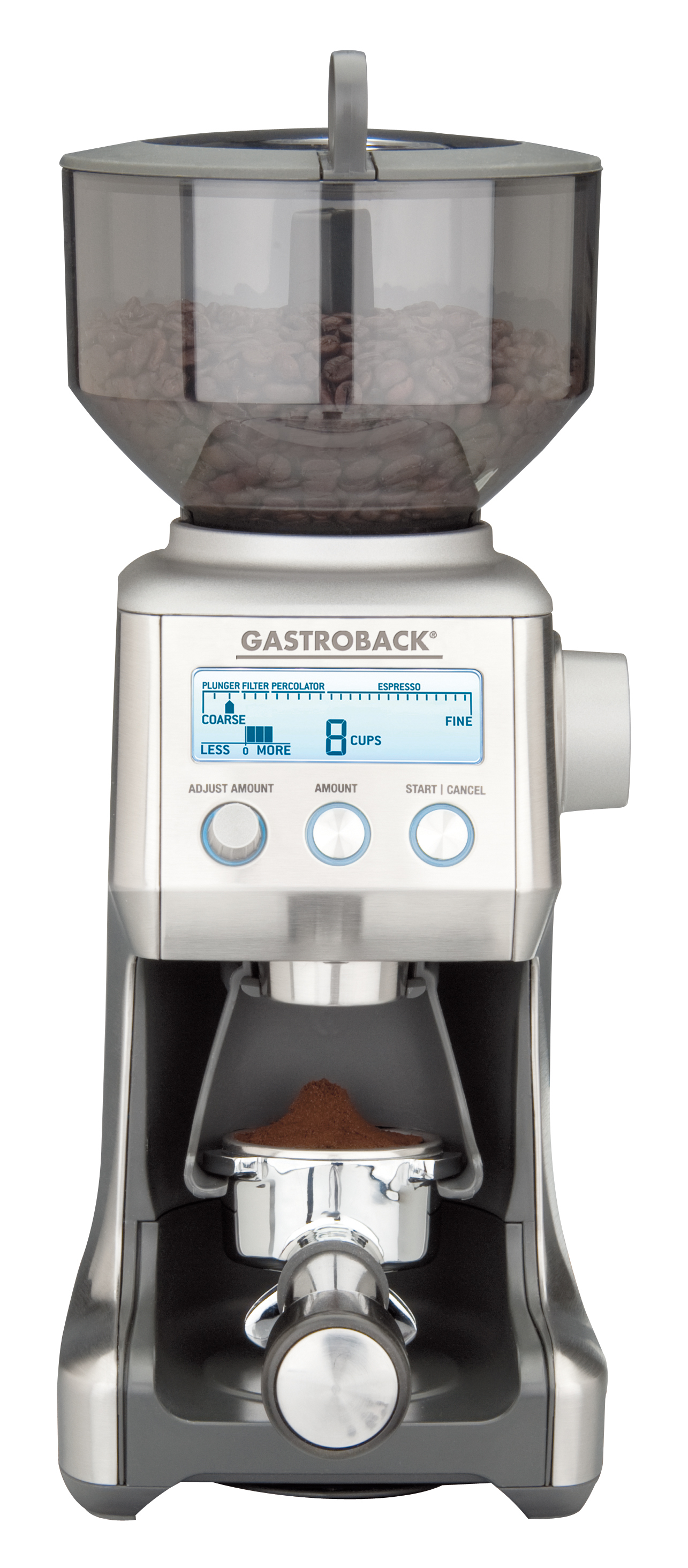 GASTROBACK 42639 Advanced Pro Kaffeemühle Silber 165 Watt, Edelstahl-Kegelmahlwerk