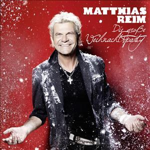 Albumcover mit Matthias Reim, lächelnd, mit Schneeflocken, roter Hintergrund.