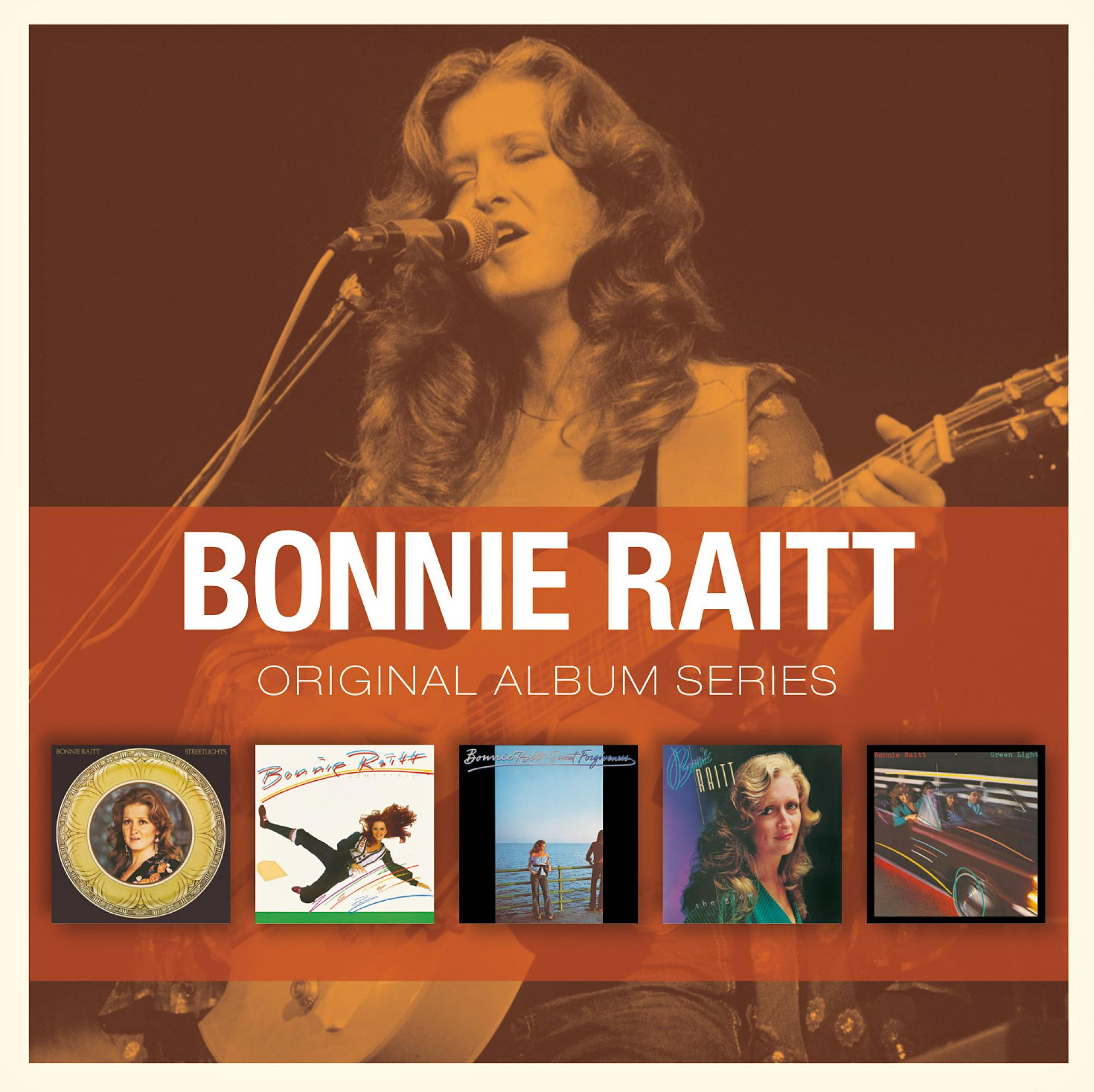 Bonnie Raitt Albumcover, mit einer Zusammenstellung ihrer Originalalben unten.