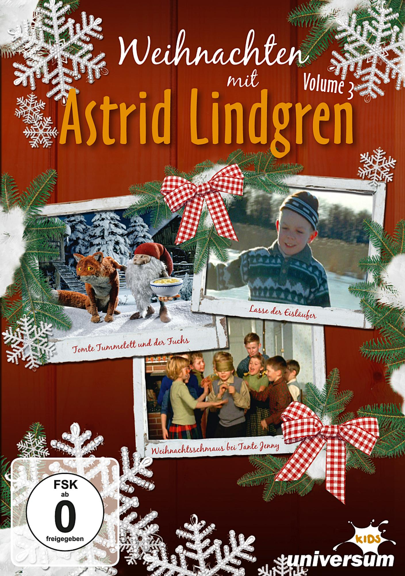 Filmcover 'Weihnachten mit Astrid Lindgren', Szenen aus dem Film, Weihnachtsthema, mit Weihnachtsmann und Kindern.