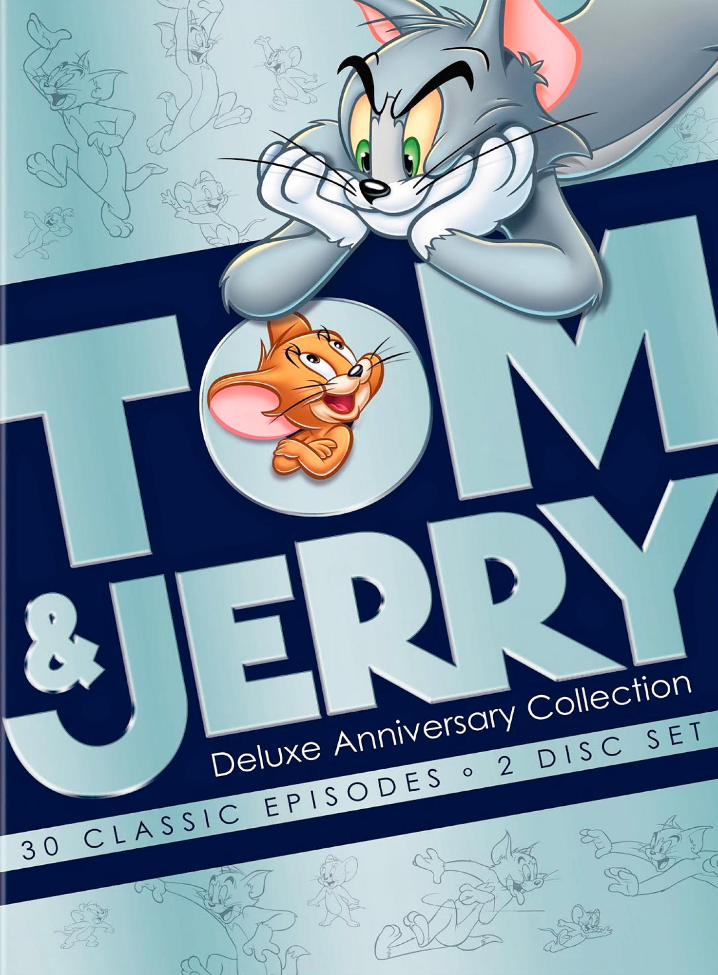 Tom & Jerry DVD-Cover. Tom und Jerry Zeichentrickfiguren mit Titel.