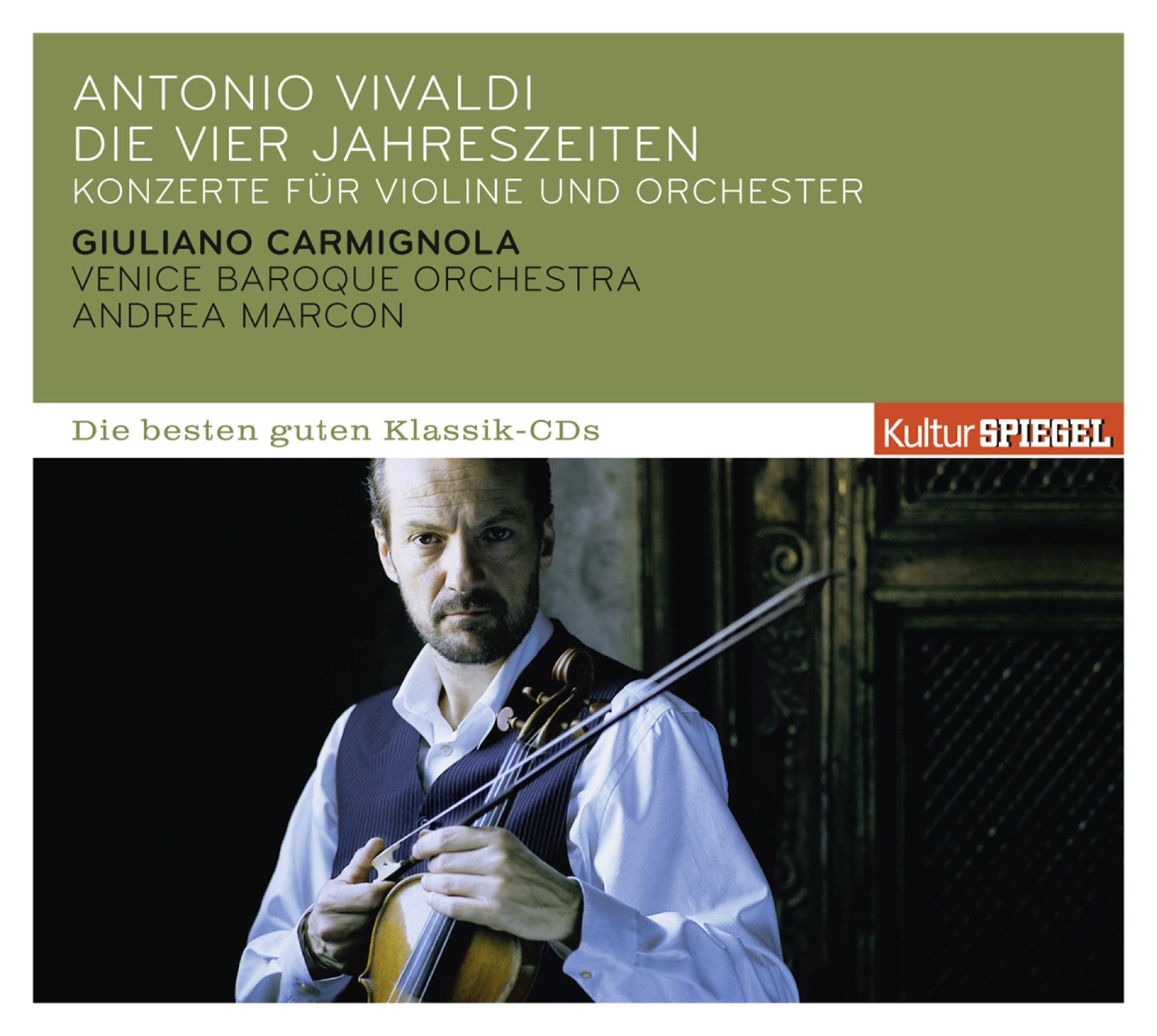 CD-Cover: Vivaldis Die vier Jahreszeiten. Porträt eines Mannes mit Geige.