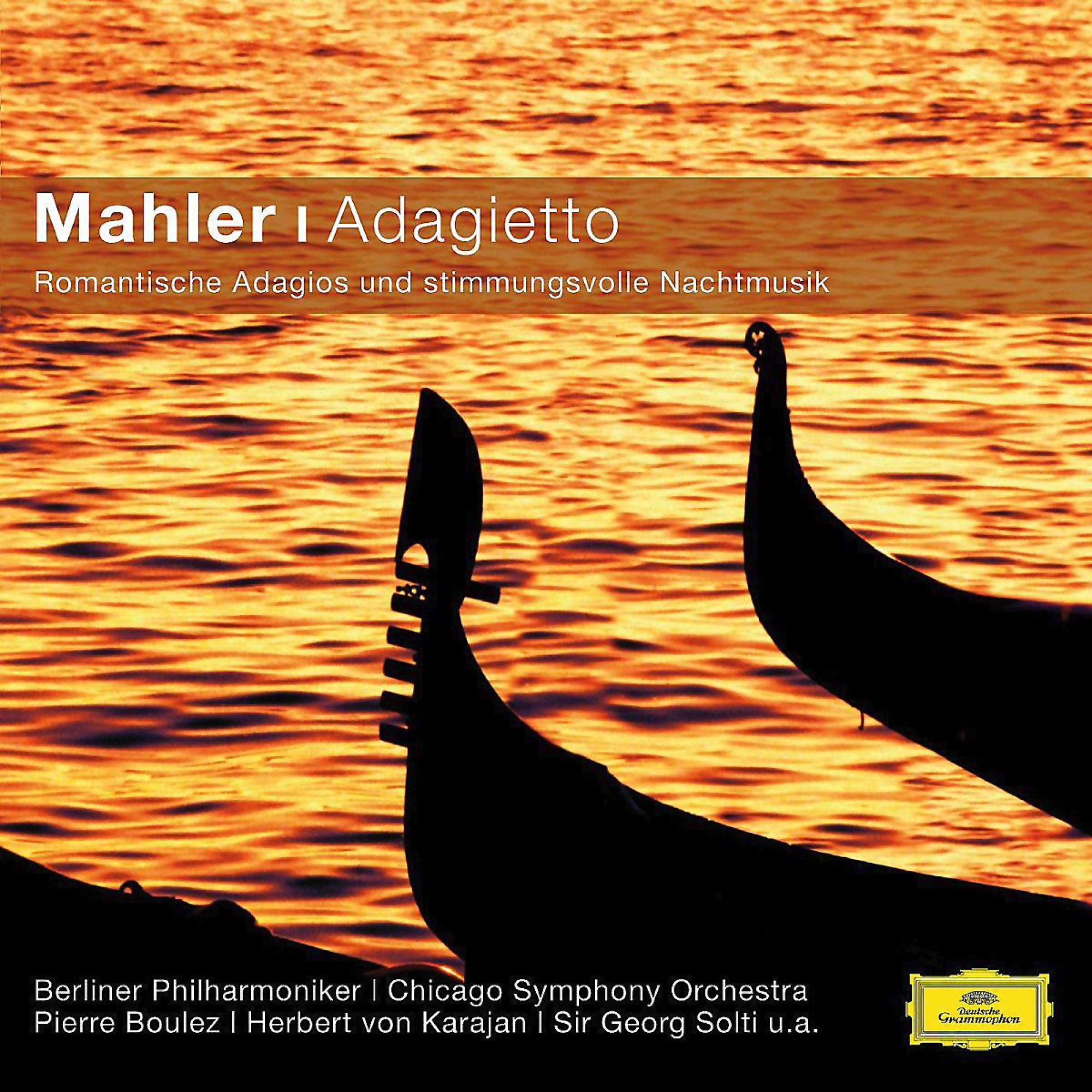 Albumcover mit Gondeln auf Wasser bei Sonnenuntergang; Text oben und unten.