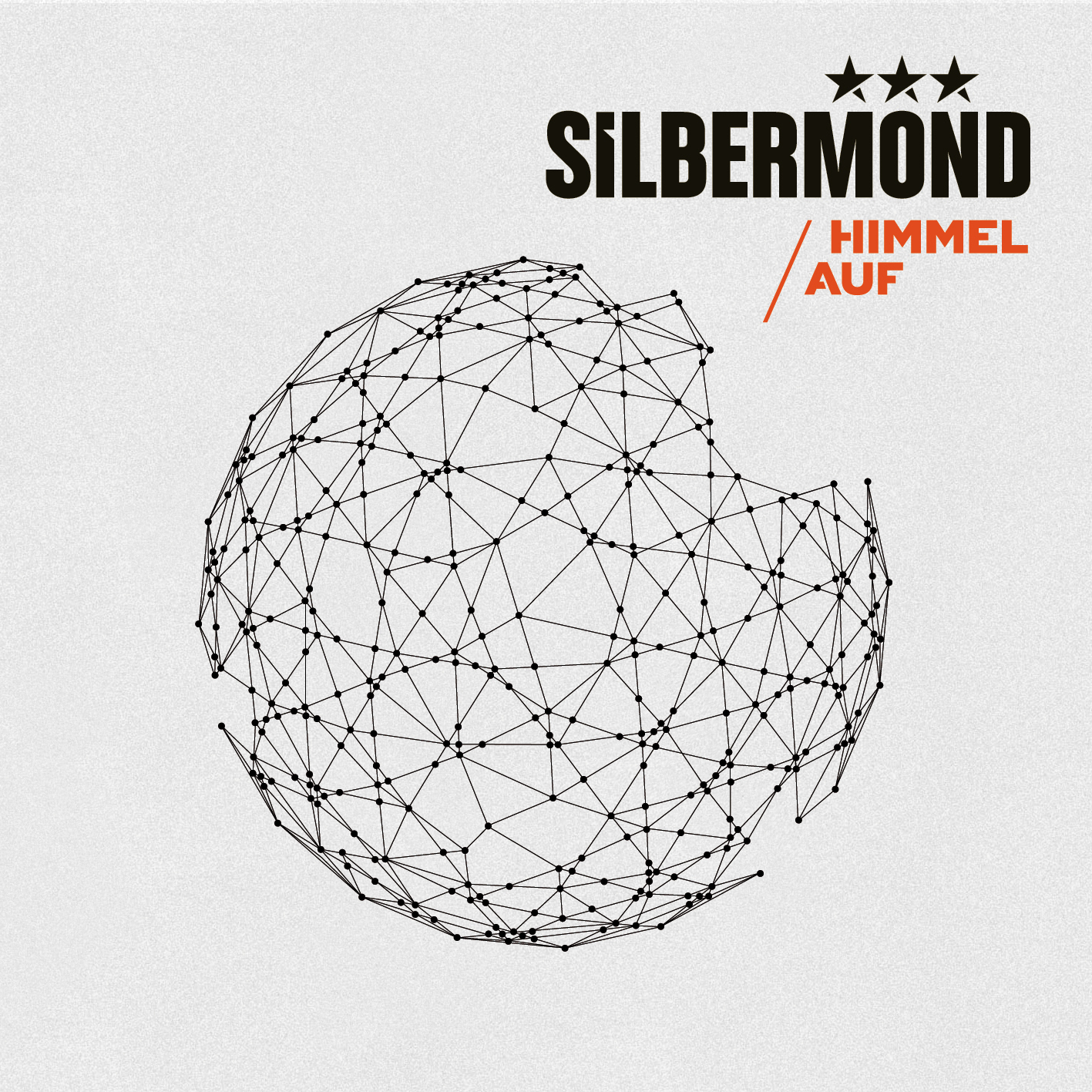 Albumcover mit einem geometrischen Kugeldesign, weißer Hintergrund.
