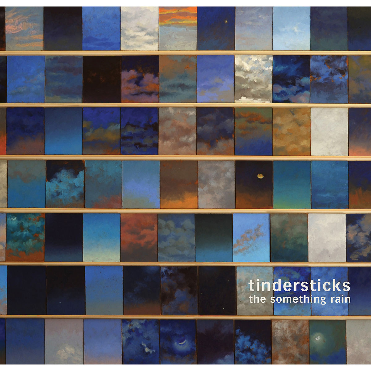Tindersticks Albumcover. Raster von Himmelsgemälden, Titel: the something rain.