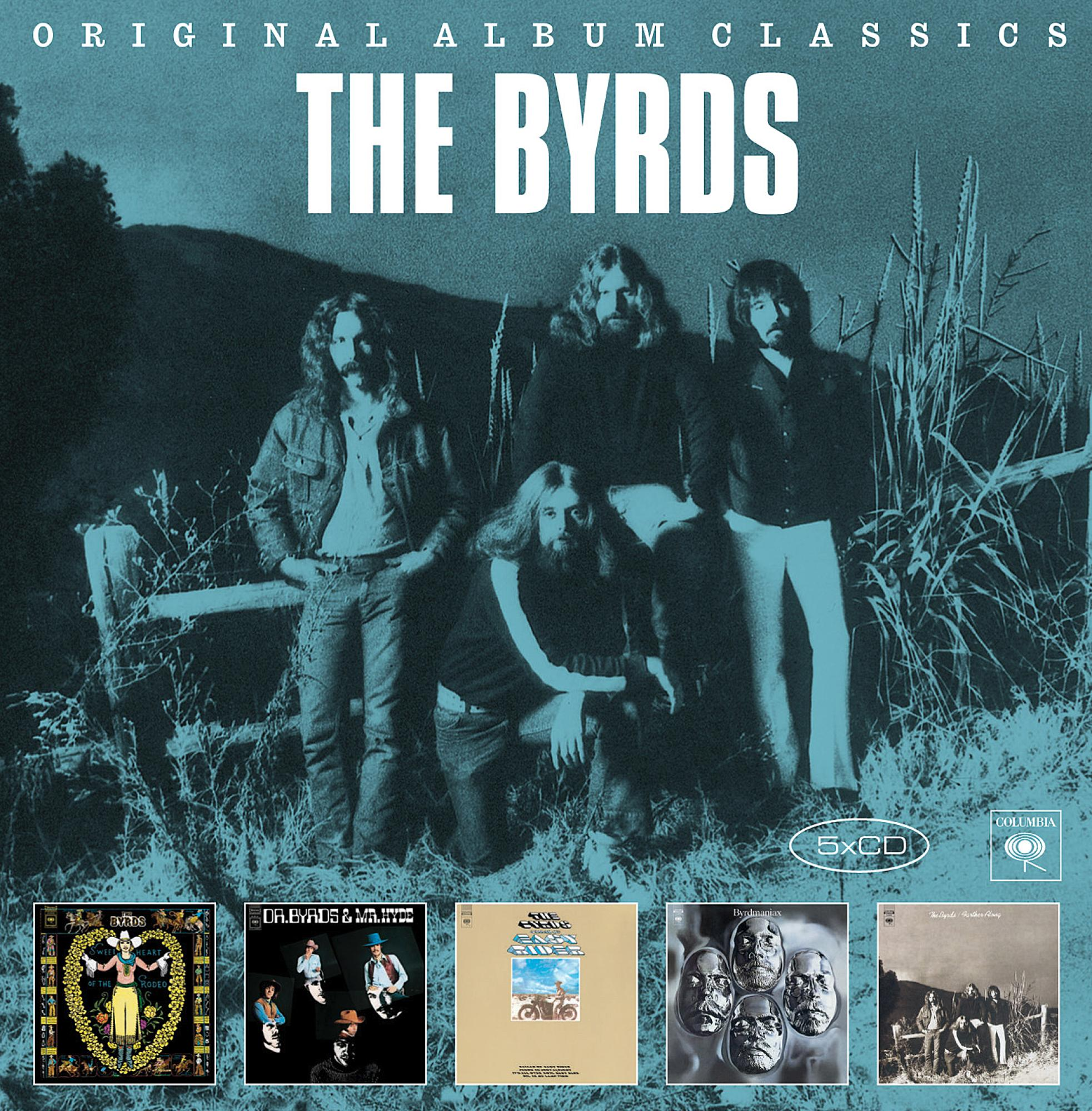 Albumcover: Die Byrds-Band, fünf Männer vor einem Zaun, Albumtitel.