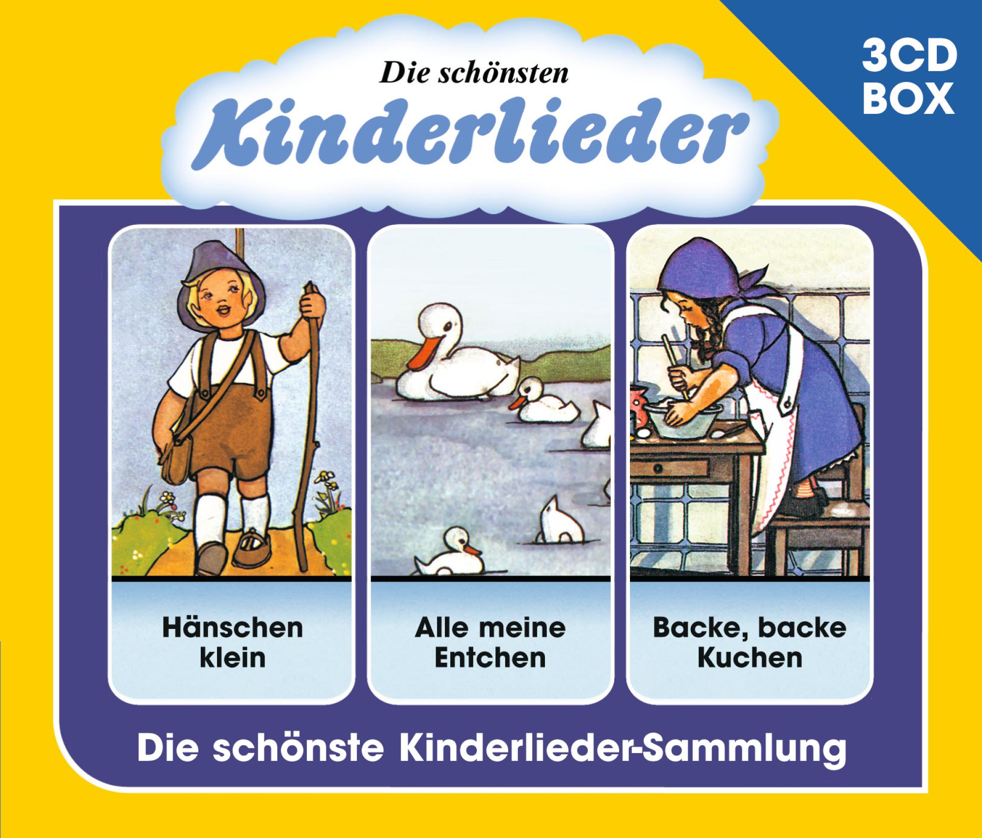 Cover für eine Kinder-CD mit Bildern von Kinderliedern.