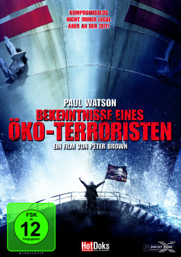 DVD-Cover. Ein Schiff in stürmischem Wasser. Titel: Bekenntnisse eines Öko-Terroristen.