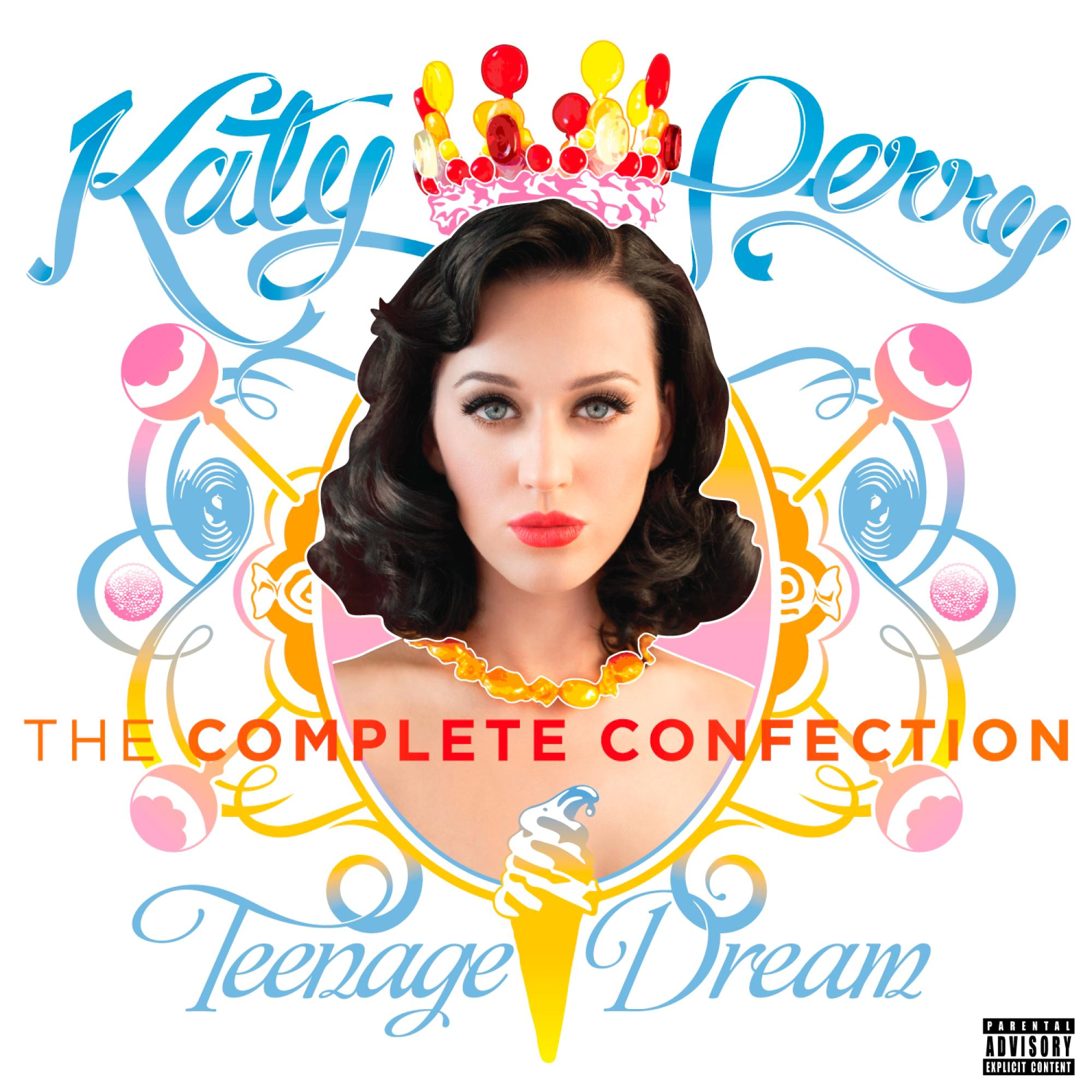 Pochette de l'album de Katy Perry. Elle est au centre, avec une couronne, et le titre de l'album est en dessous.
