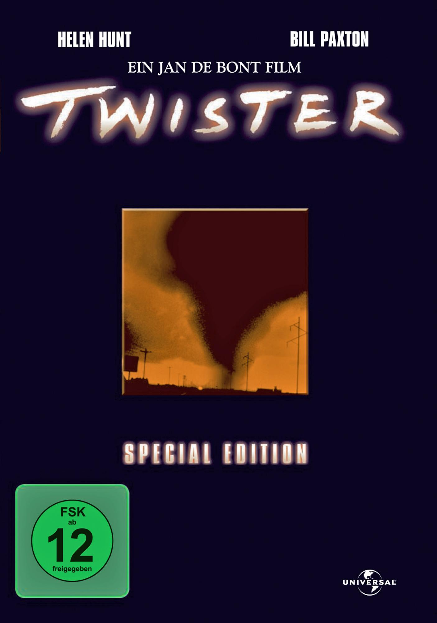 Twister DVD-Cover mit Filmtitel und Schauspielern, dunkler Hintergrund. Special Edition.