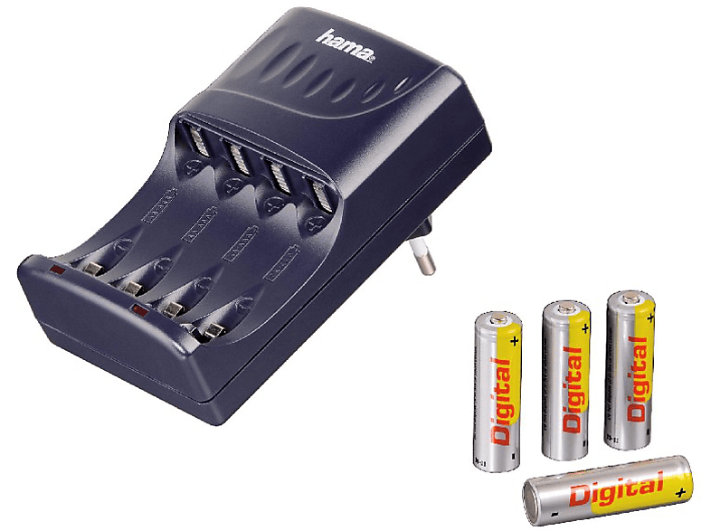Pilas recargables con cargador Hama 087080 Cargador digital con 4 pilas AA