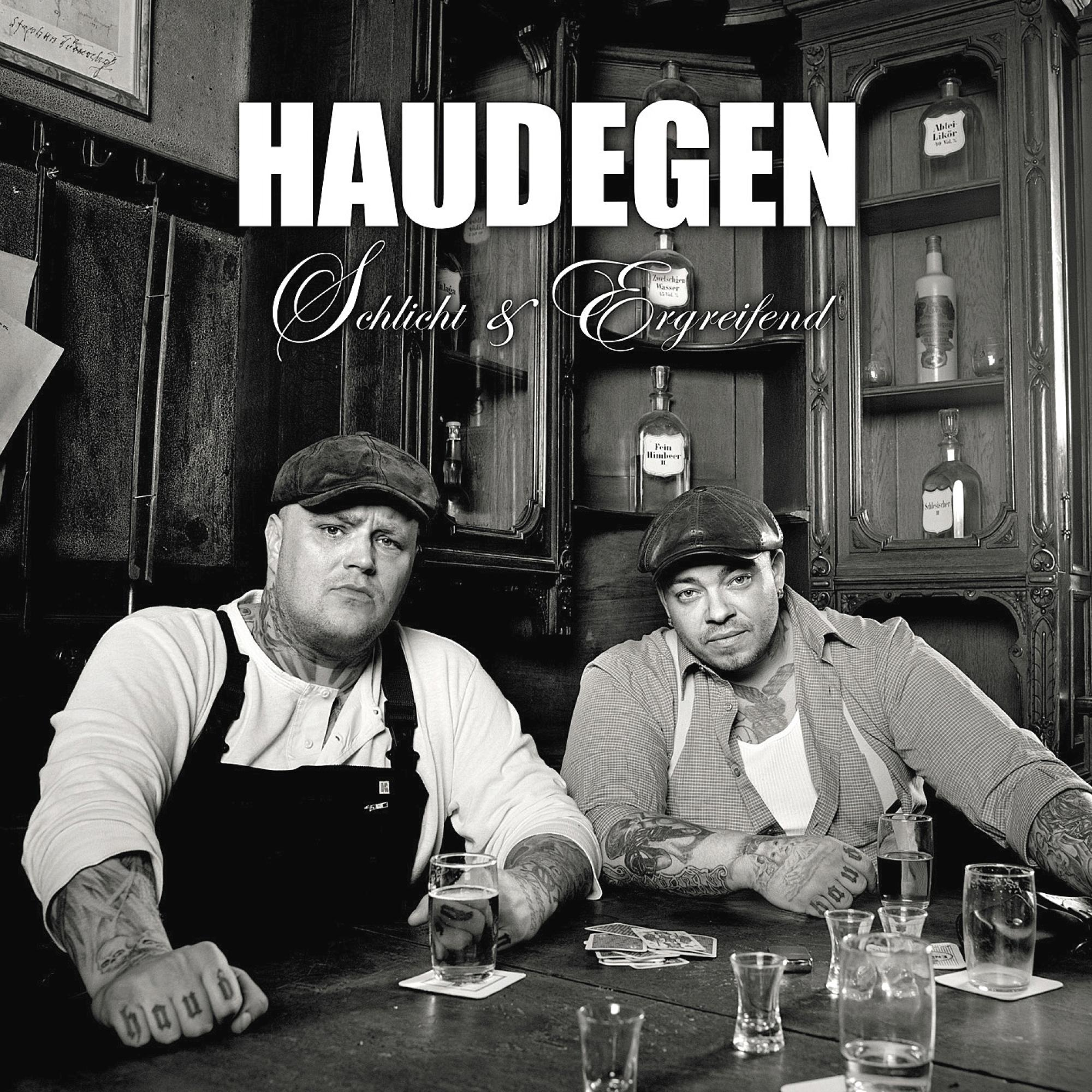 Albumcover: Zwei Männer sitzen in einem Pub, Haudegen, und viel Alkohol.