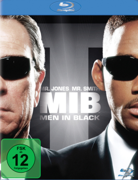 'Men in Black' Blu-ray-Cover mit zwei Männern in schwarzen Anzügen und Sonnenbrillen.