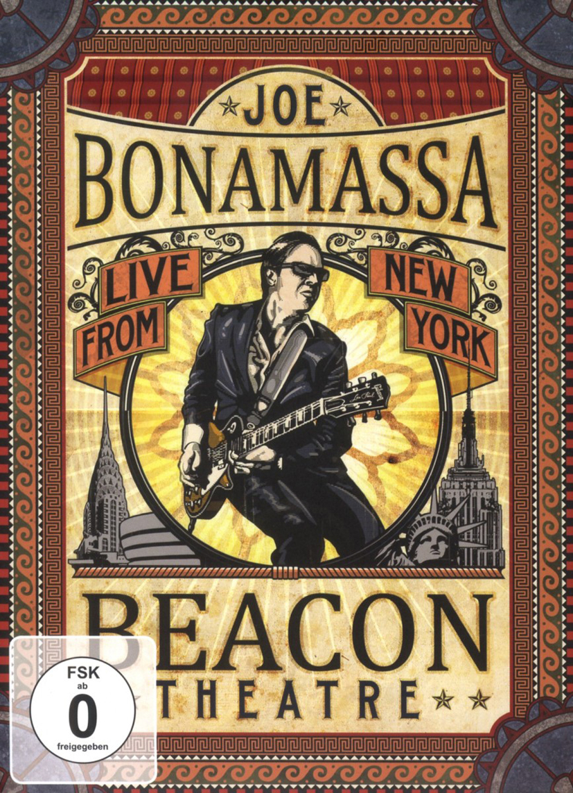 DVD-Cover mit einem Mann, der Gitarre spielt, einer Stadtlandschaft und Text. Der Titel lautet 'Joe Bonamassa'.