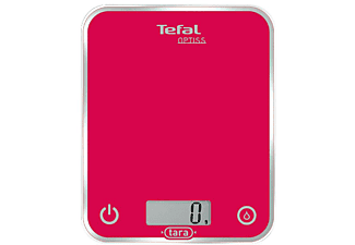 Balanza de cocina - Tefal BC5003 V 0 OPTISS, Peso máximo 5kg, Medición cada 1g, Base de cristal, Rojo