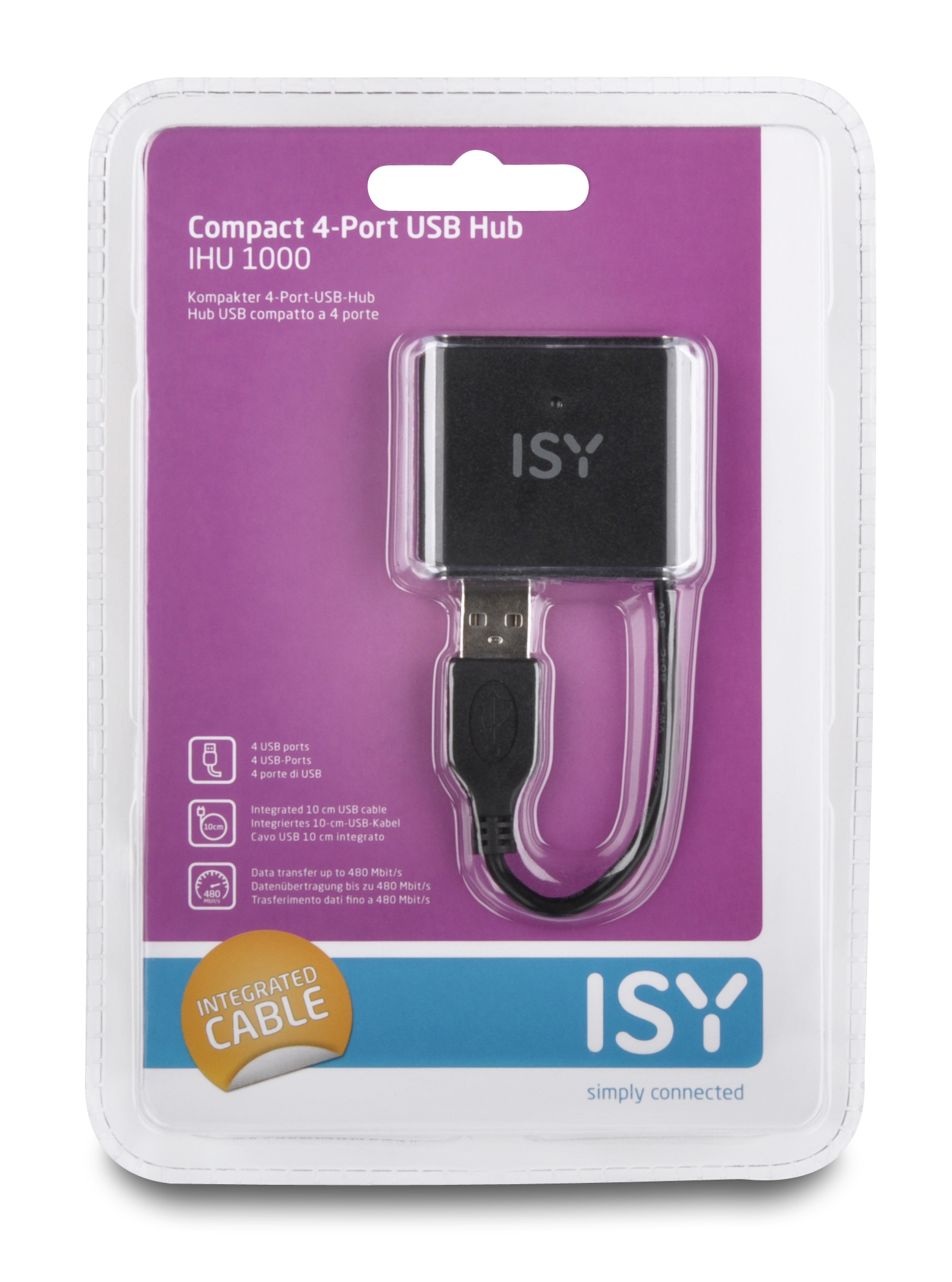 ISY IHU-1000, USB-Hub, Schwarz