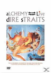 Dire Straits Alchemy Live Albumcover mit farbenfrohem Design.