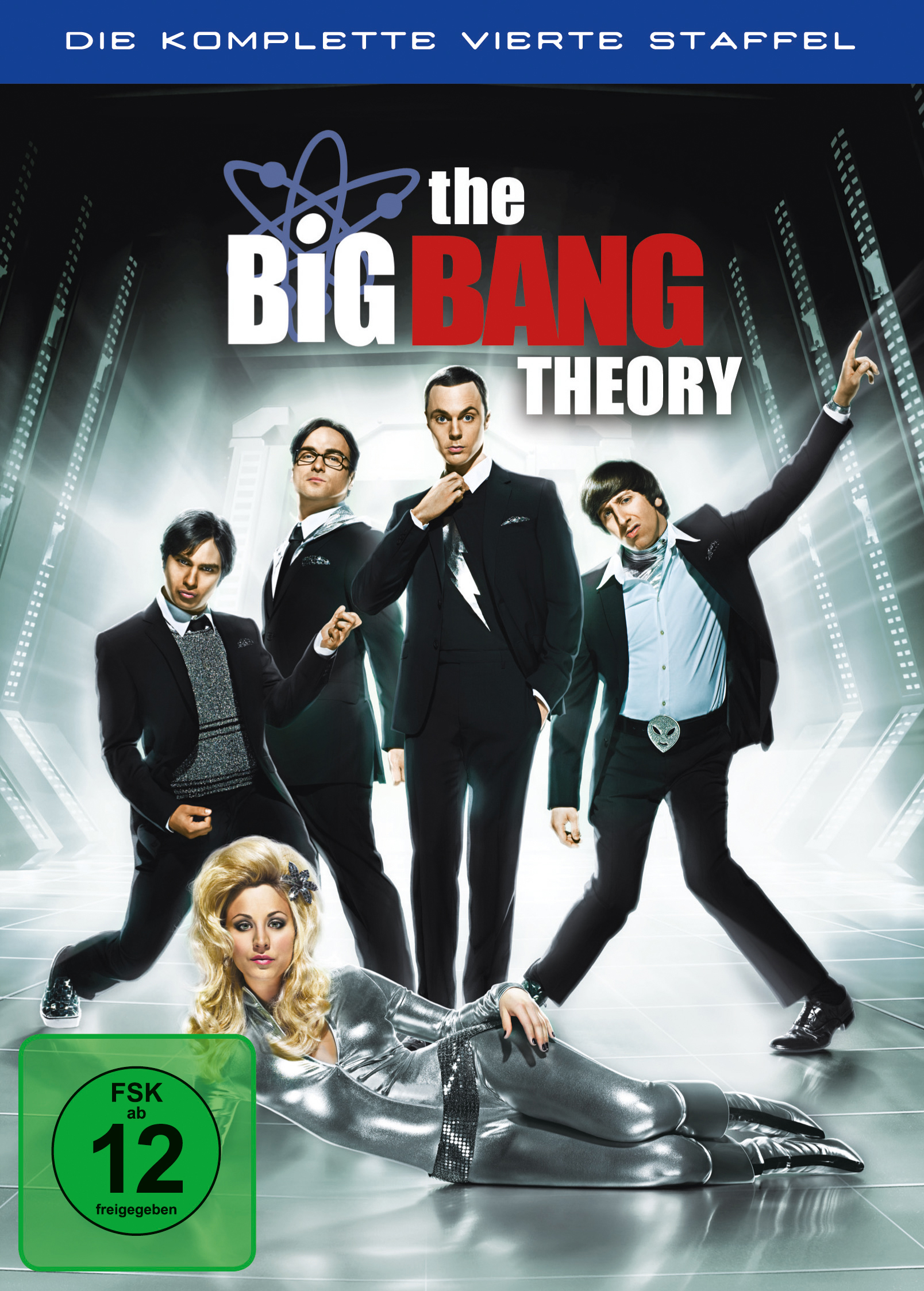'The Big Bang Theory' DVD-Cover mit der Besetzung in Anzügen. Schwarzer Hintergrund.