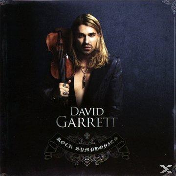David Garrett Albumcover. Mann mit Geige, dunkler Anzug. Titel: Rock Symphonies.