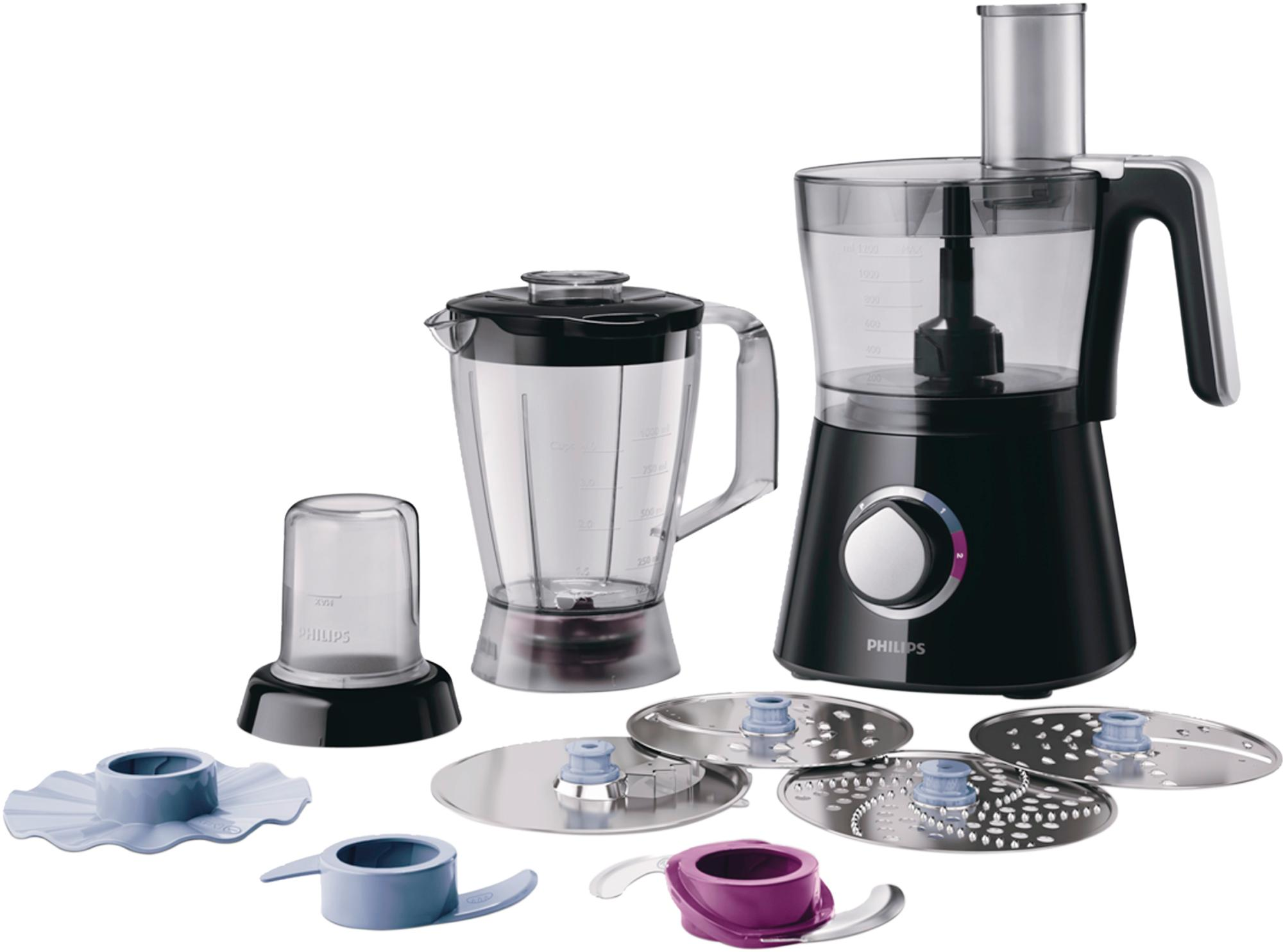 PHILIPS HR7762/90 Kompaktküchenmaschine Schwarz (Rührschüsselkapazität: 2 l, 750 Watt)