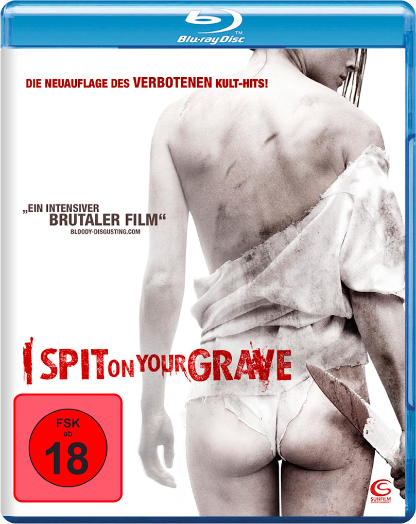 DVD-Cover: Der Rücken einer Frau mit Messer, Titel 'I Spit on Your Grave'.