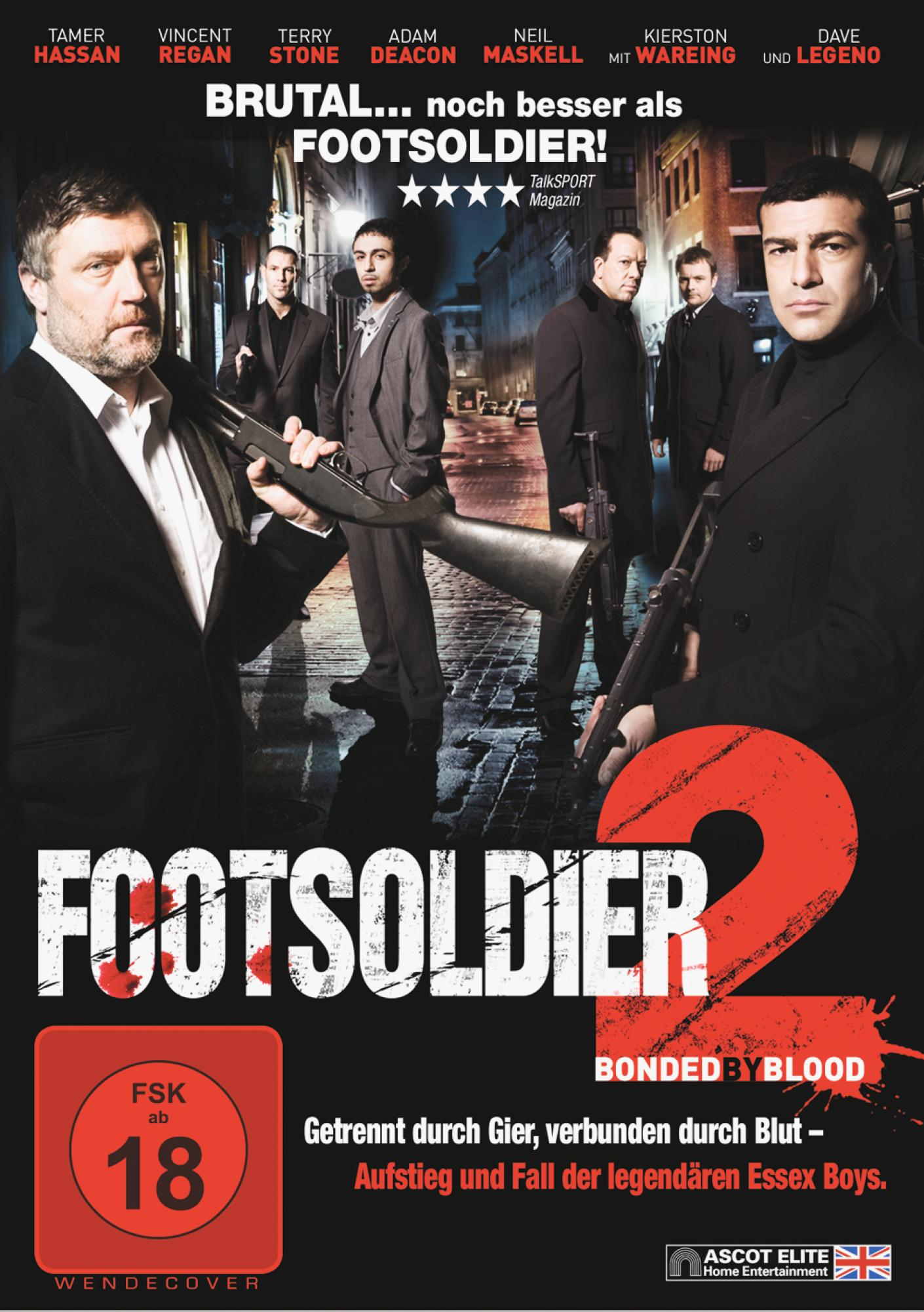 Filmposter mit Männern in Anzügen, die Waffen halten, düsterer und rauer Look.