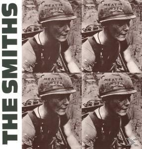 Albumcover. Vier Bilder eines Soldaten mit einem Helm, auf dem 'MEAT IS MURDER' steht.