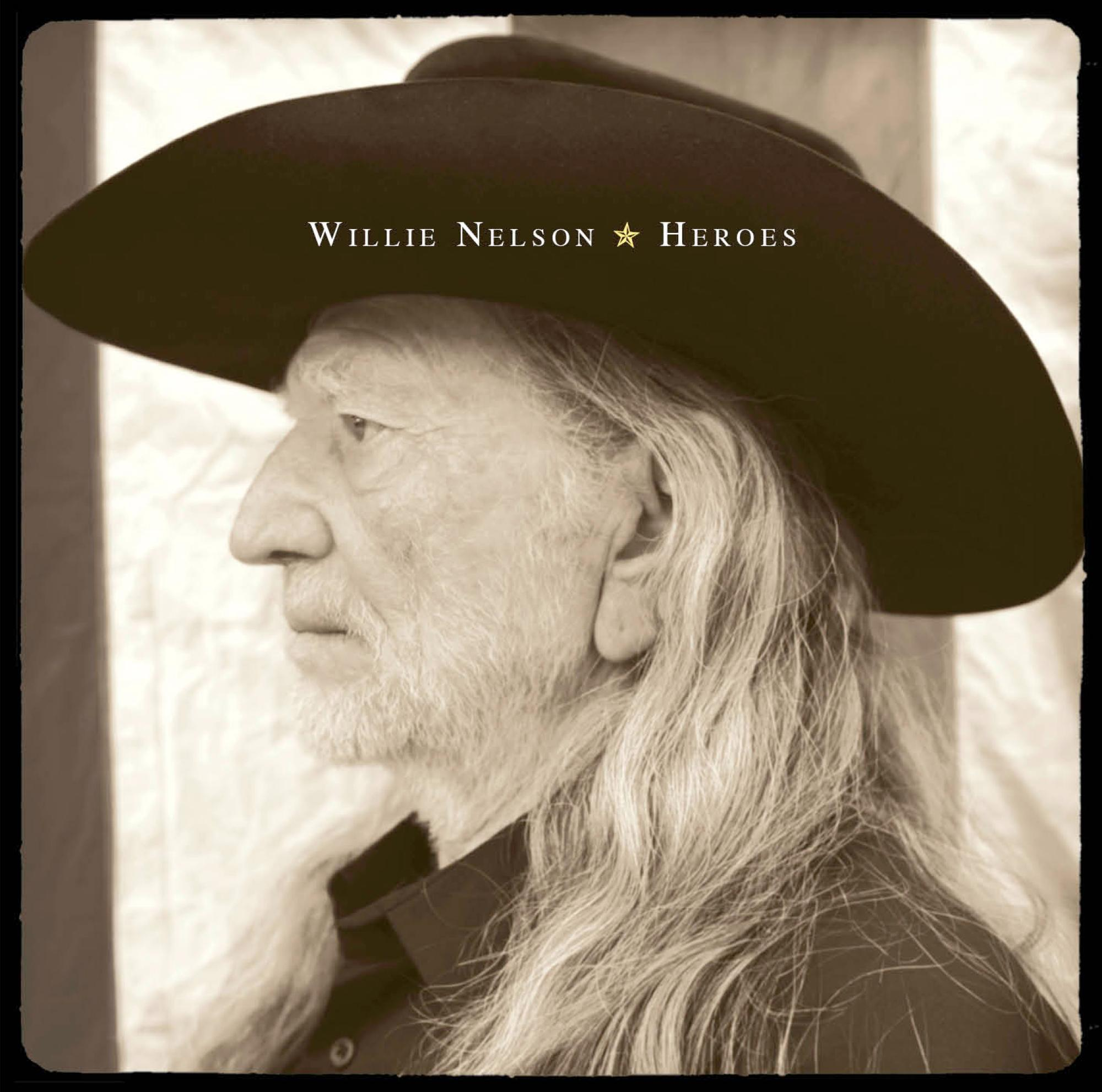 Albumcover: Willie Nelson im Profil, Hut tragend. Sepiafarben.