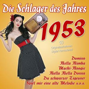 Albumcover: Frau im Polka-Dot-Kleid hält Radio, mit rotem Text '1953'.