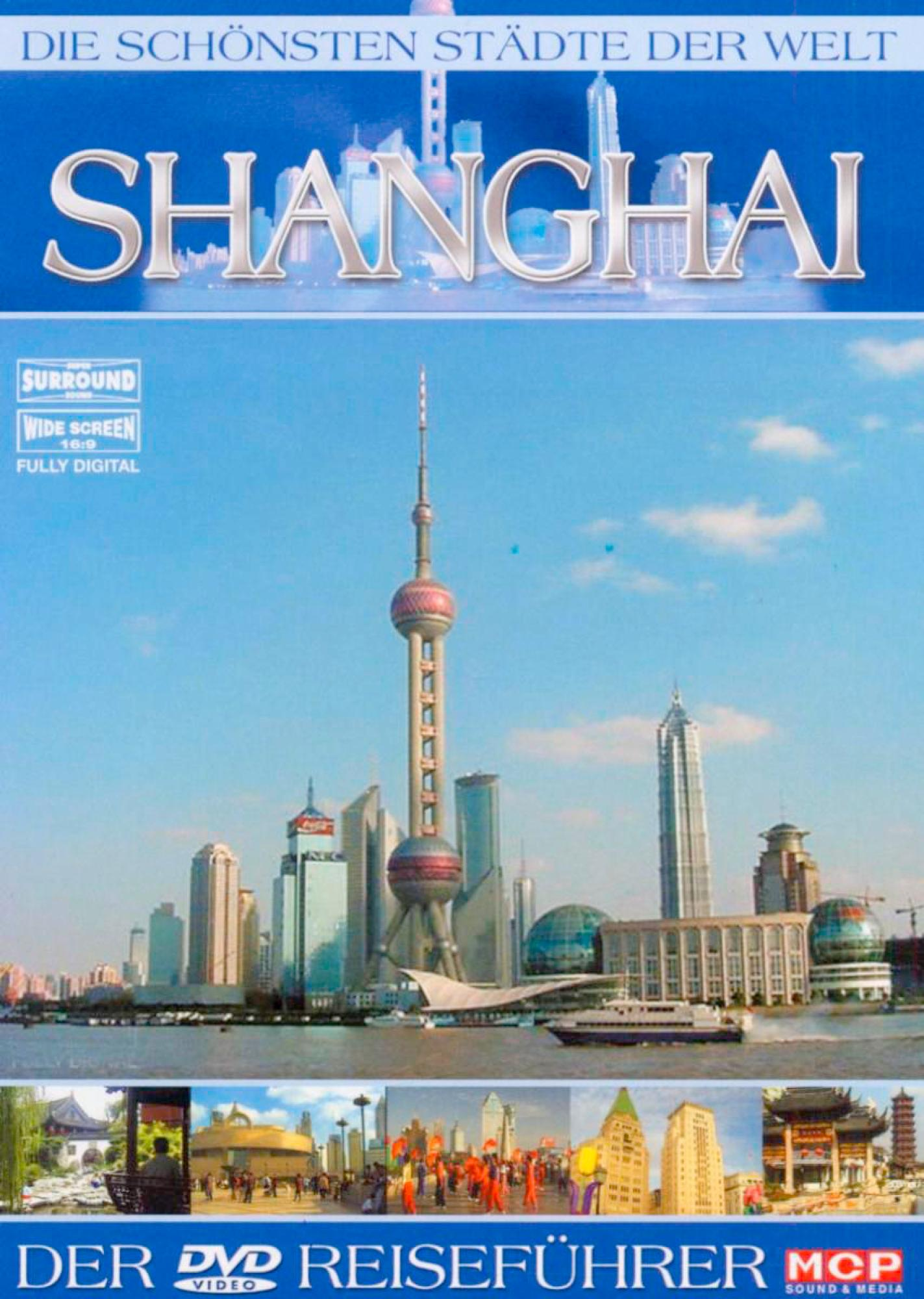 DVD-Cover von Shanghai mit Skyline und Wasser.