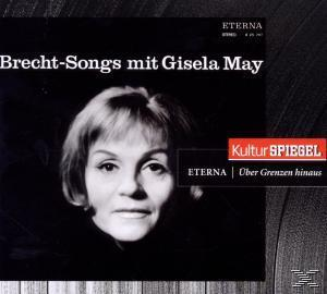 Albumcover eines Frauengesichts in Schwarzweiß. Der Titel lautet 'Brecht-Songs mit Gisela May'.
