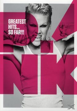 Pinkfarbenes Albumcover mit P!nks Gesicht teilweise sichtbar, das Wort P!NK überlagert.