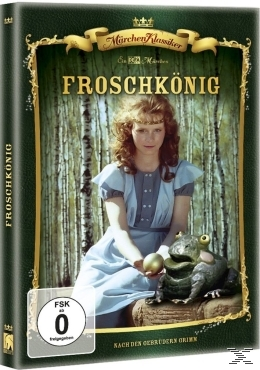 DVD-Cover: Junges Mädchen mit Frosch und Waldhintergrund. Titel: Froschkönig.