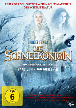 DVD-Cover: 'Die Schneekönigin' mit Frau, Eisbär und Schnee.