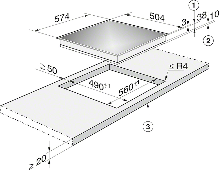 MIELE KM 6012 Glaskeramik-Kochfeld (574 mm breit, 4 Kochzonen)