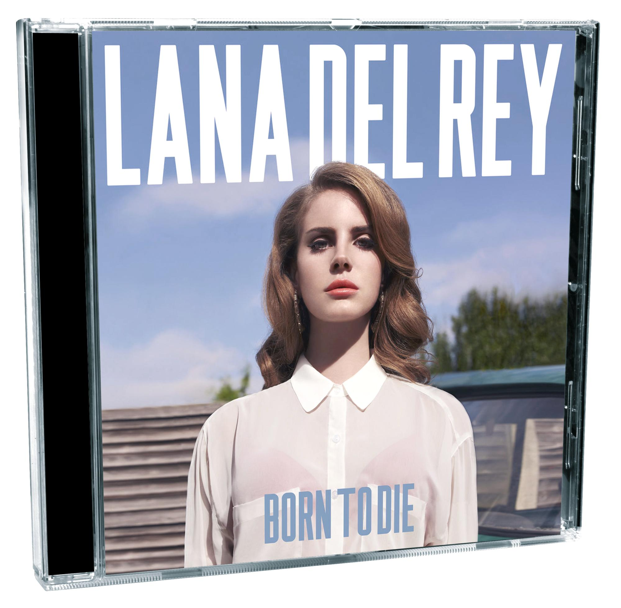 Albumcover von Lana Del Rey vor einem Auto, trägt eine weiße Bluse.