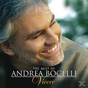 Album borító Andrea Bocellivel mosolyogva. A cím: 'The Best of Andrea Bocelli: Vivere'.