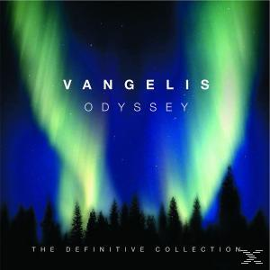 Nordlichter über einem Wald. Der Text lautet 'Vangelis Odyssey'.