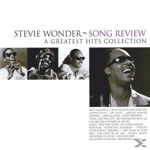 Az albumborító Stevie Wonder fotóival, a következő szöveggel: Song Review, A Greatest Hits Collection.